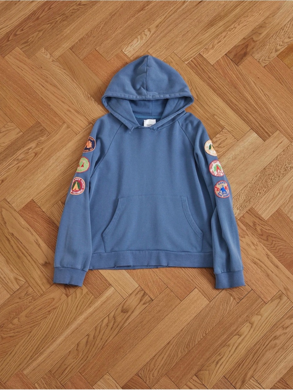 Free People Found Distressed Patch Hoodie